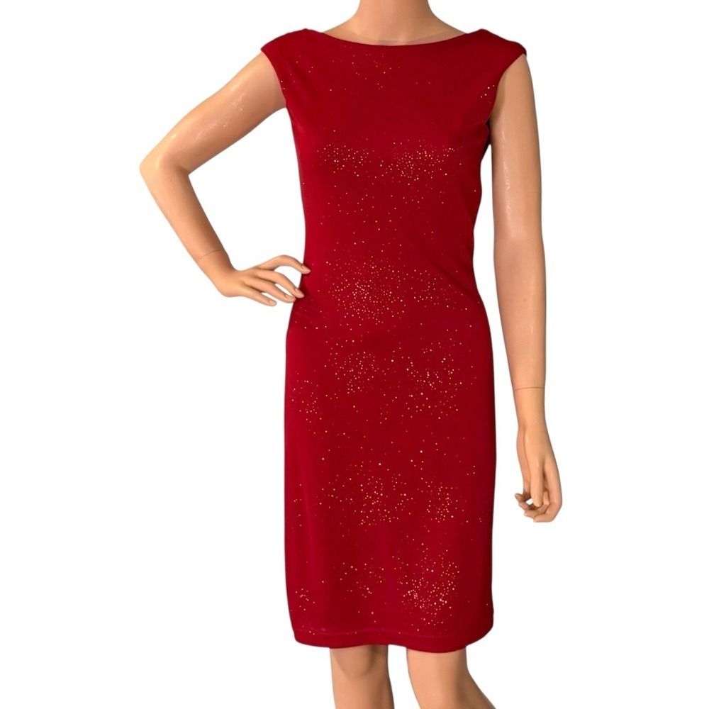 Vintage La Belle Dress Womens M Red Romantic Sparkle Cocktail Party Made In USA